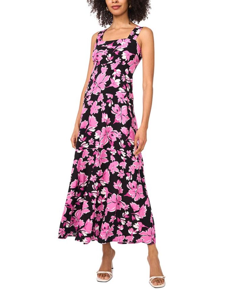 【送料無料】 ヴィンスカムート レディース ワンピース トップス Women's Floral Square-Neck Smocked-Back Sleeveless Maxi Dress Violet Blush