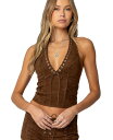 【送料無料】 アディクテッド レディース シャツ トップス Womens Sloane Faux Suede Halter Top Brown