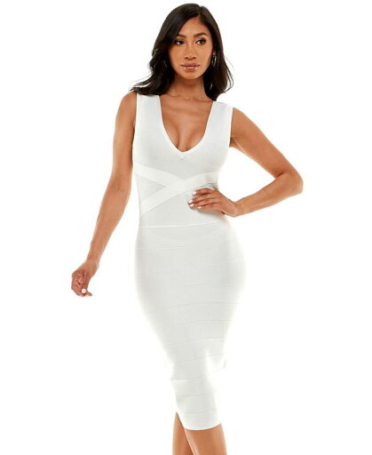【送料無料】 ベベ レディース ワンピース トップス Women's V- neck Bandage Midi Dress White 【送料無料】 ベベ レディース ワンピース トップス Women's V- neck Bandage Midi Dress White
