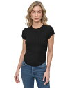 【送料無料】 ダナキャランニューヨーク レディース シャツ トップス Women's Ribbed Cap-Sleeve T-Shirt Blk - Black