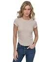 【送料無料】 ダナキャランニューヨーク レディース シャツ トップス Women's Ribbed Cap-Sleeve T-Shirt En2 - Egg N...