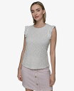 【送料無料】 カール ラガーフェルド レディース ニット・セーター アウター Women's Textured Cap-Sleeve Top Soft Whit...
