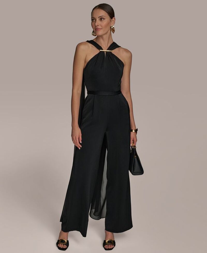 【送料無料】 ダナ キャラン ニューヨーク レディース ジャンプスーツ トップス Women's Asymmetric-Neck Jumpsuit Black