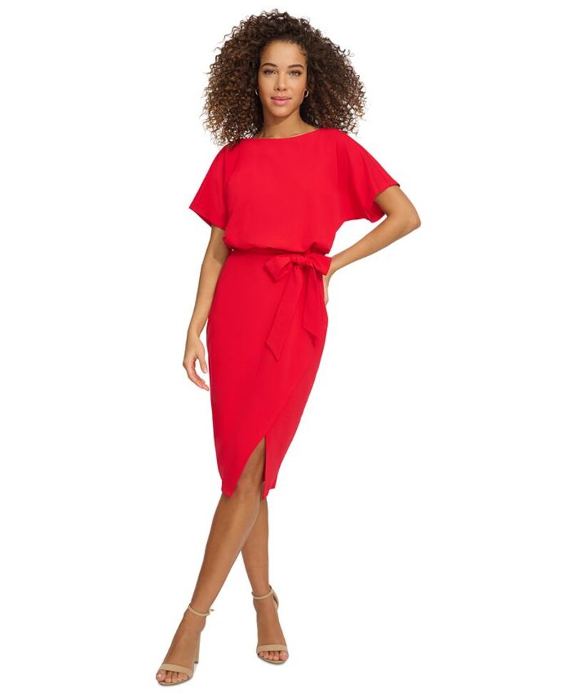 【送料無料】 ケンジー レディース ワンピース トップス Blouson Wrap Dress Poppy