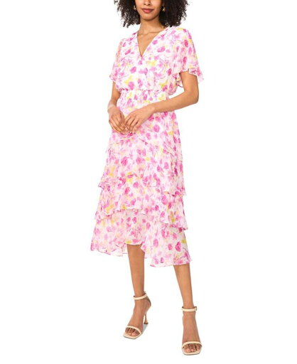 【送料無料】 ヴィンスカムート レディース ワンピース トップス Women's Smocked Waist V-Neck Tiered Midi Dress Violet Blush 【送料無料】 ヴィンスカムート レディース ワンピース トップス Women's Smocked Waist V-Neck Tiered Midi Dress Violet Blush