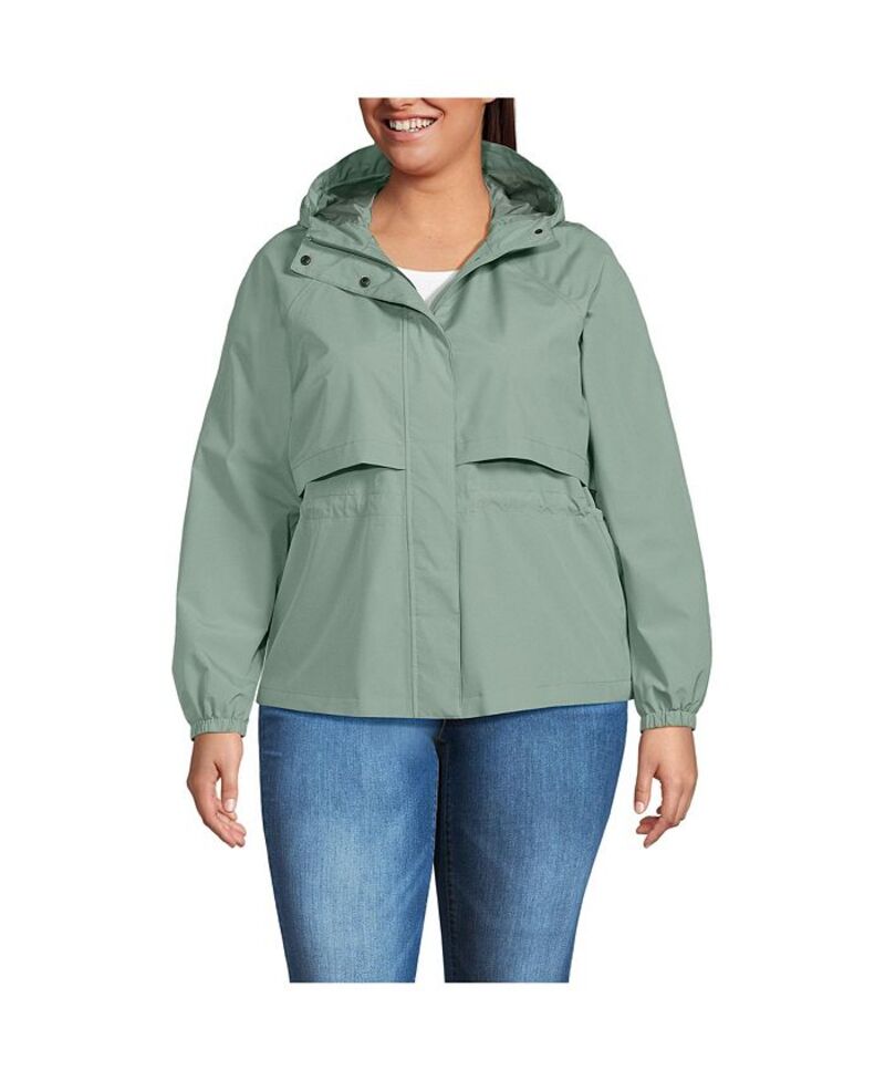 【送料無料】 ランズエンド レディース ジャケット・ブルゾン アウター Plus Size Squall Packable Rain Jacket Lily pad green