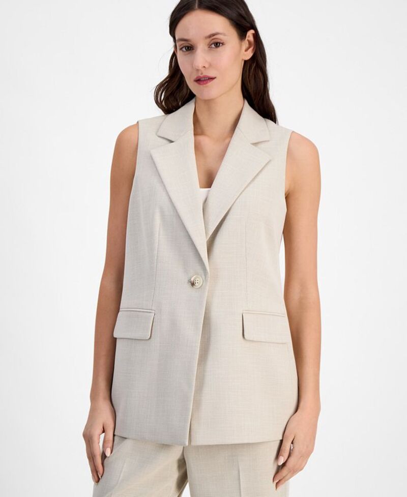 【送料無料】 アンクライン レディース ジャケット・ブルゾン アウター Women's Notch-Lapel One-Button Vest Jacket Canvas