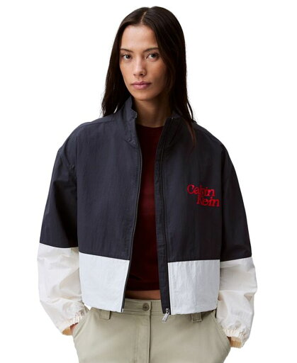 【送料無料】 カルバンクライン レディース パーカー・スウェット アウター Women's Colorblock Windbreaker Jacket Ebony / Tofu 【送料無料】 カルバンクライン レディース パーカー・スウェット アウター Women's Colorblock Windbreaker Jacket Ebony / Tofu