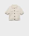 【送料無料】 マンゴ レディース ニット・セーター アウター Women's Contrast Trim Crop Cardigan Sweater Ecru