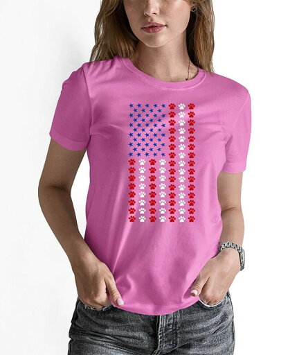 【送料無料】 エルエーポップアート レディース シャツ トップス Women's Paws Flag Art Crew Neck T-Shirt Pink 【送料無料】 エルエーポップアート レディース シャツ トップス Women's Paws Flag Art Crew Neck T-Shirt Pink