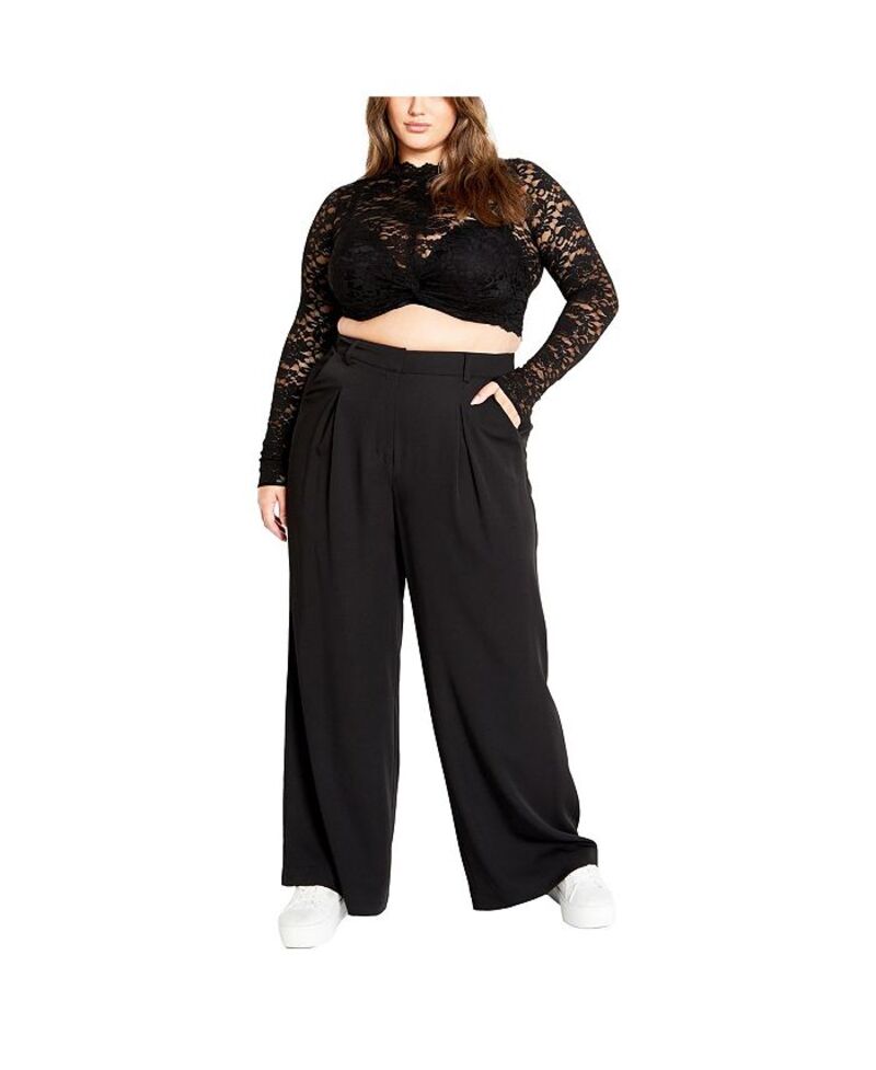 【送料無料】 シティーシック レディース シャツ トップス Plus Size Lace Frankie Top Black