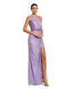 【送料無料】 マックダガル レディース ワンピース トップス Women's Sequined One Shoulder Draped Lace Up Gown...