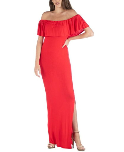 【送料無料】 24セブンコンフォート レディース ワンピース トップス Off Shoulder Ruffle Detail Maxi Dress Red 【送料無料】 24セブンコンフォート レディース ワンピース トップス Off Shoulder Ruffle Detail Maxi Dress Red