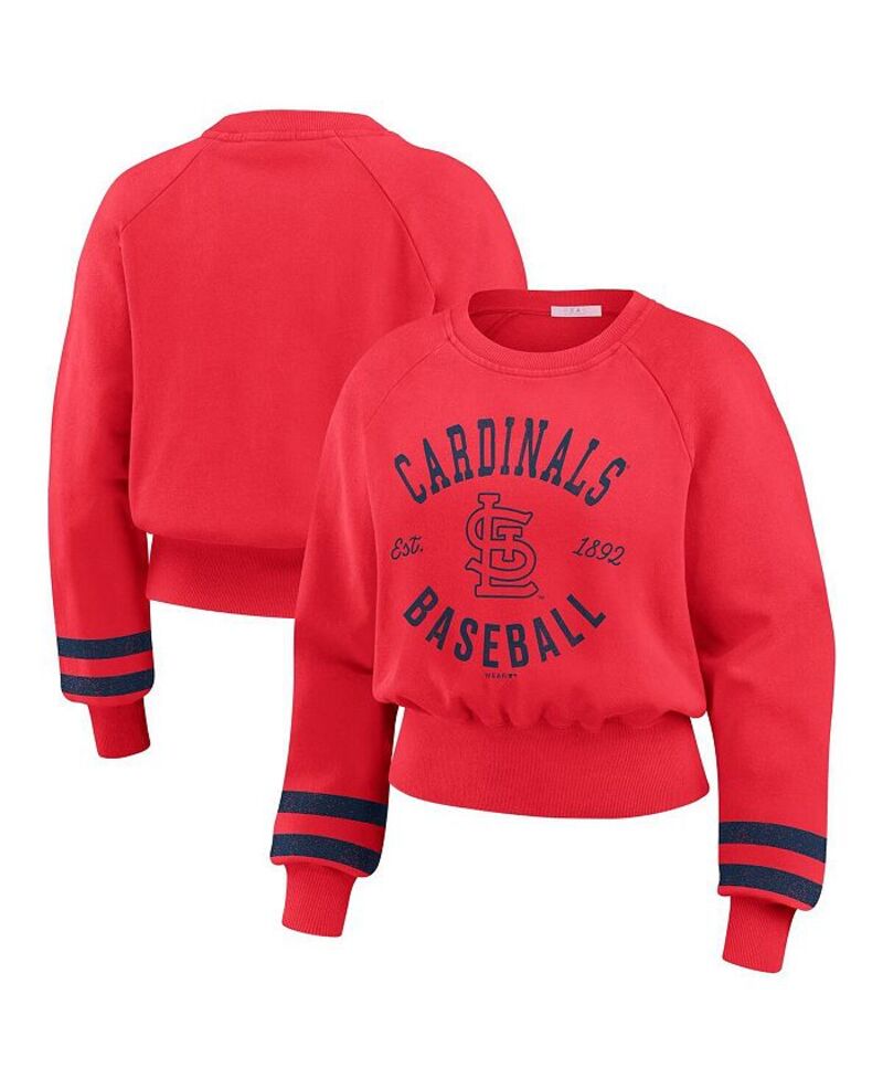 【送料無料】 ウェア バイ エリン アンドルーズ レディース パーカー・スウェット アウター Women's Red St. Louis Cardinals Vintage Washed Cropped Pullover Sweatshirt Red