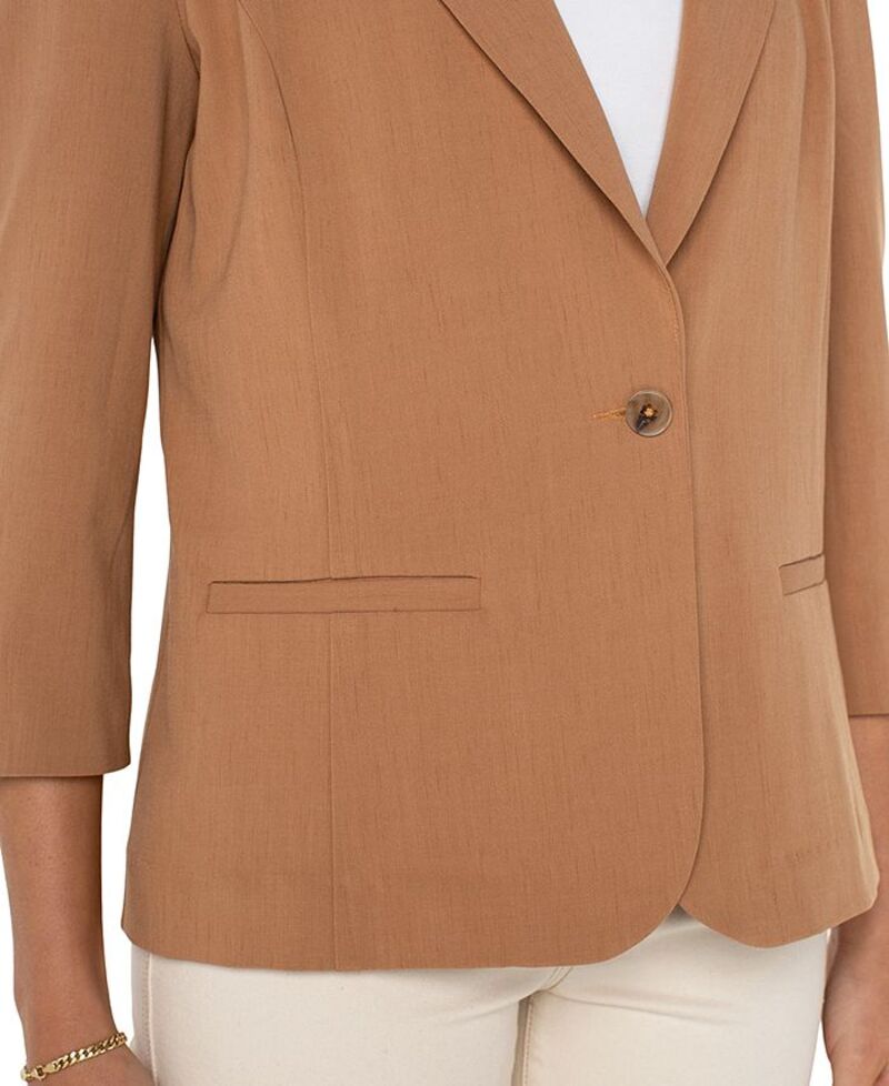 【送料無料】 リヴァプール ロサンゼルス レディース ジャケット・ブルゾン アウター Women's Fitted Blazer with Ruched Sleeves Portobello