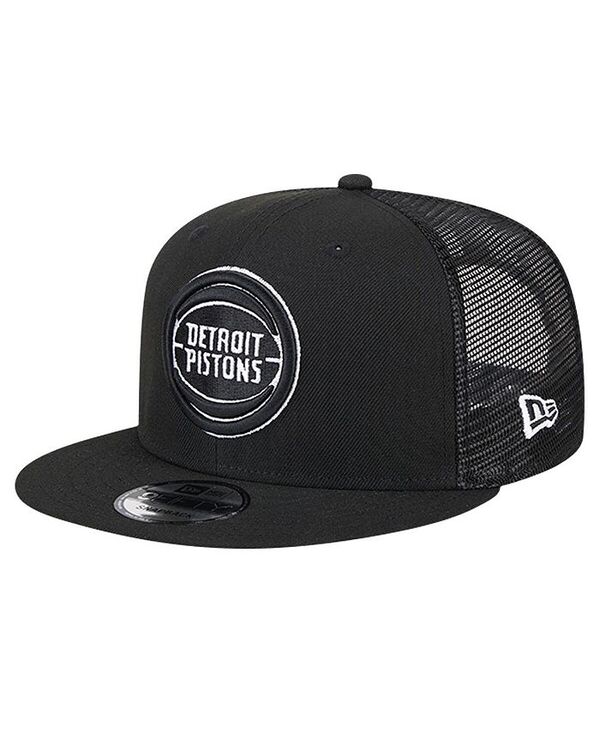 【送料無料】 ニューエラ メンズ 帽子 アクセサリー Men's Black Detroit Pistons Evergreen 9FIFTY Trucker Snapback Hat Black