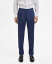 【送料無料】 マンゴ メンズ カジュアルパンツ ボトムス Men's Salerno Linen Slim-Fit Suit Pants Indigo Blue
