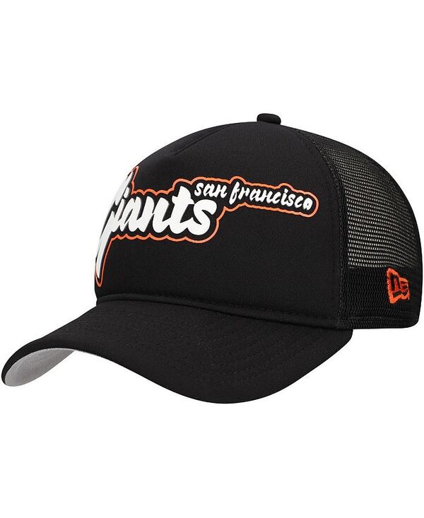 【送料無料】 ニューエラ メンズ 帽子 アクセサリー Men's Black San Francisco Giants Retro Bold A-Frame Trucker 9FORTY Adjustable Hat Black