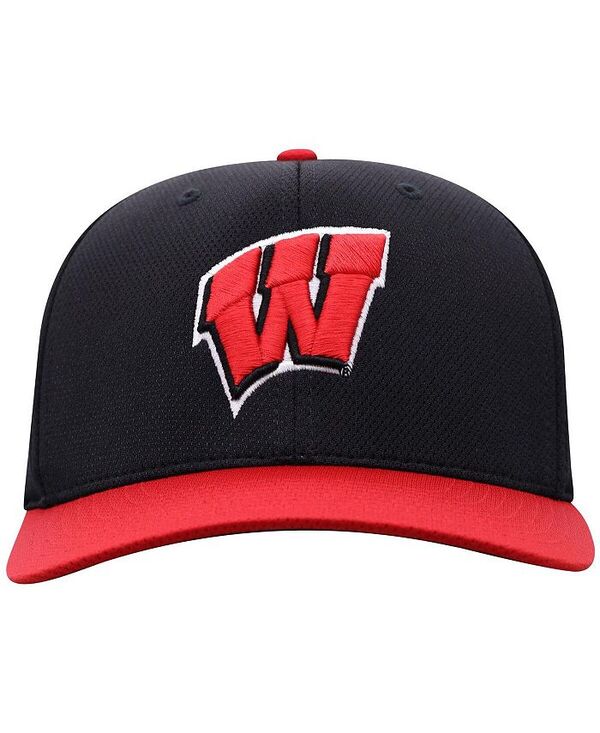 【送料無料】 トップオブザワールド メンズ 帽子 アクセサリー Men's Black Wisconsin Badgers Reflex Fitted Hat Black