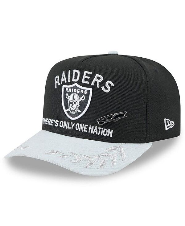 【送料無料】 ニューエラ メンズ 帽子 アクセサリー Men's Black/Silver Las Vegas Raiders 2025 NFL Draft On Stage A-Frame 59FIFTY Fitted Hat Black Silver