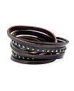 【送料無料】 ブリング メンズ ブレスレット・バングル・アンクレット アクセサリー Hip Hop Punk Rocker Cuff Bracelet Metal Studded Rivets Multi-Layer Leather Brown(4)