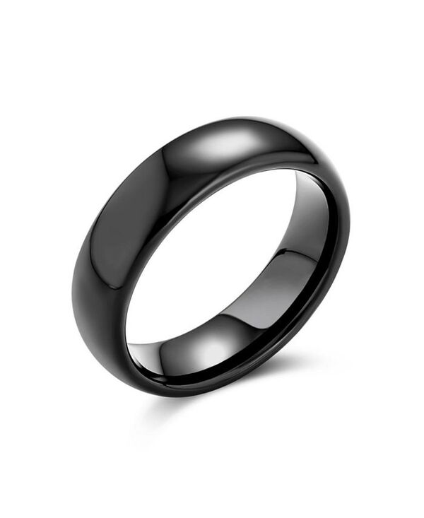 【送料無料】 ブリング メンズ リング アクセサリー Plain Simple Dome Black Silver Rose Gold Plated Titanium Band Ring Comfort Fit 6MM Black 6mm