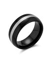 【送料無料】 ブリング メンズ リング アクセサリー Simple Black Grey Inset Stripe Couples Titanium Band Ring Comfort Fit 8MM Black(4)