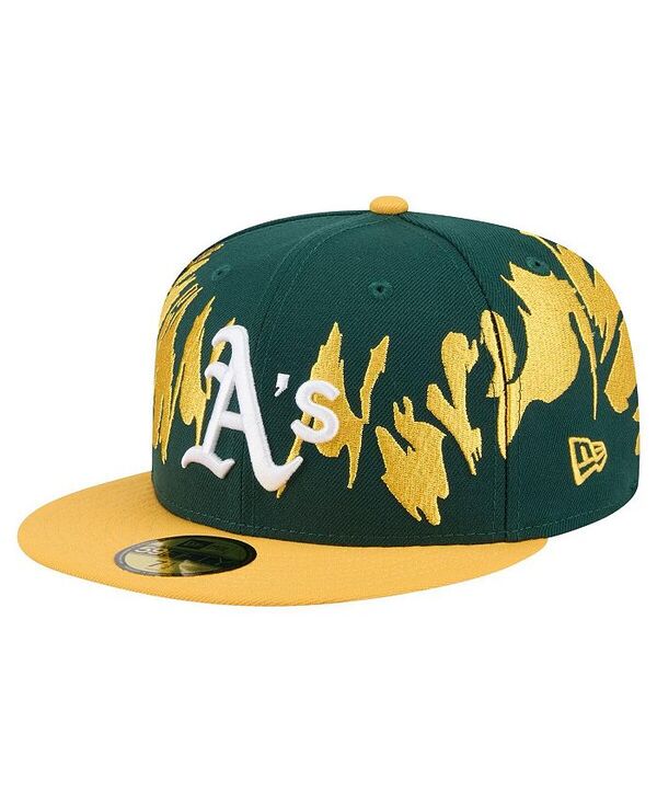 【送料無料】 ニューエラ メンズ 帽子 アクセサリー Men's Green/Gold Athletics Retro Pattern 59FIFTY Fitted Hat Green Gold