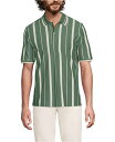 【送料無料】 ランズエンド メンズ ポロシャツ トップス Men's Short Sleeve Comfort-First Mesh Pique Polo Shirt Tea leaf/ivory stripe(4)