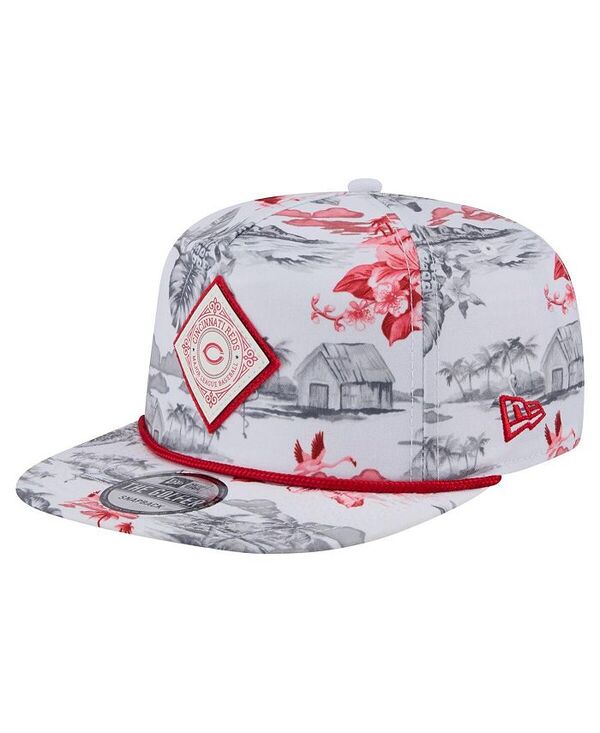 【送料無料】 ニューエラ メンズ 帽子 アクセサリー Men's White Cincinnati Reds Printed Island Golfer Snapback Hat White