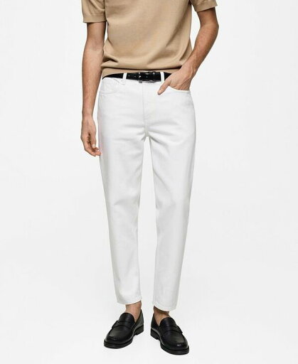 【送料無料】 マンゴ メンズ デニムパンツ ボトムス Men's EU Tapered-Fit Crop Jeans Off White 【送料無料】 マンゴ メンズ デニムパンツ ボトムス Men's EU Tapered-Fit Crop Jeans Off White
