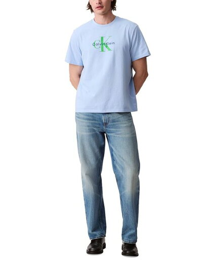 【送料無料】 カルバンクライン メンズ Tシャツ トップス Men's Relaxed-Fit Logo T-Shirt Chambray Blue