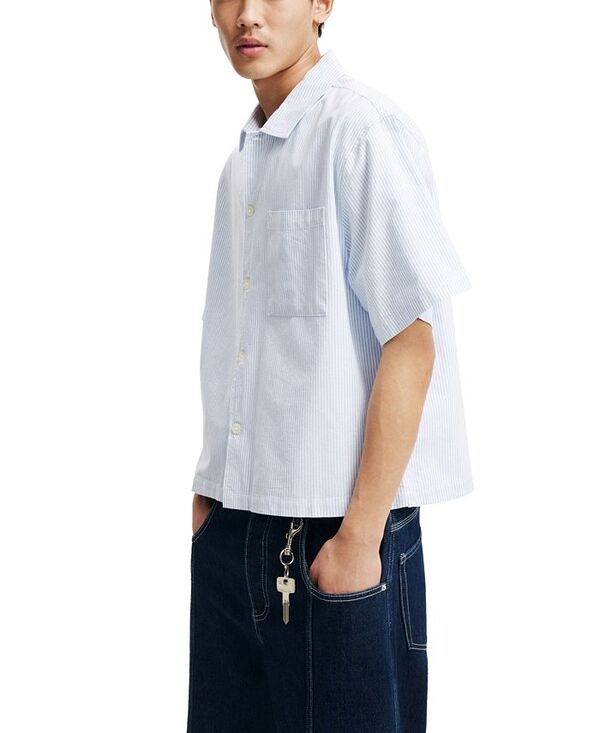 【送料無料】 コットンオン メンズ シャツ トップス Men's Ventura Short Sleeve Shirt Sky blue mini stripe