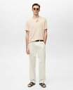 【送料無料】 マンゴ メンズ Tシャツ トップス Men's Button Linen Blend T-Shirt Ivory White