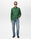【送料無料】 マンゴ メンズ シャツ トップス Men's Classic-Fit Linen Shirt Billiard Green
