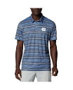 【送料無料】 コロンビア メンズ ポロシャツ トップス Men's Carolina Blue North Carolina Tar Heels PFG Super Terminal Tackle Omni-Shade Stripe Polo Shirt Light Blue