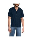 【送料無料】 ランズエンド メンズ シャツ トップス Men's Textured Camp Collar Shirt Radiant navy