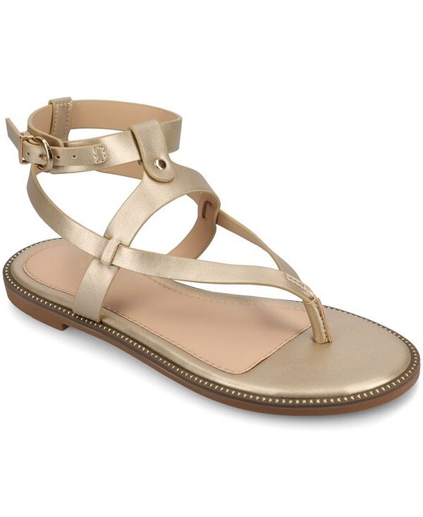 ジュルネ コレクション レディース シューズ サンダル アンクル Journee Collection Women's Tangie Ankle Strap Flat Sandals Champagne シャンパン