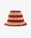 【送料無料】 スティーブ マデン レディース 帽子 アクセサリー H-Carly Striped Crochet Straw Bucket Hat Red