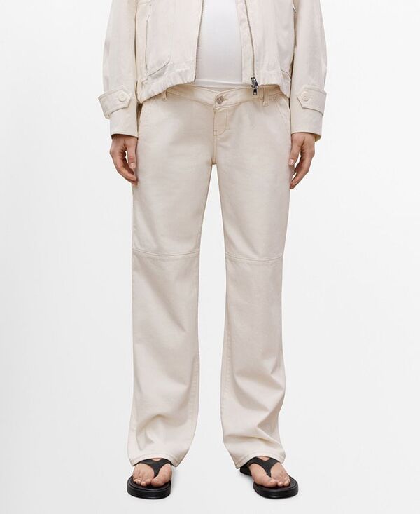 【送料無料】 マンゴ レディース デニムパンツ ボトムス Women's Maternity Wide Leg Jeans Off White