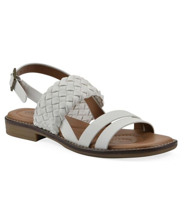 【送料無料】 ホワイトマウンテン レディース サンダル シューズ Women's Macaroni Round Toe Flat Sandals White Smooth