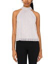 【送料無料】 ミスク レディース シャツ トップス Petite Metallic Jersey Back-Tie Halter Top Silver(4)
