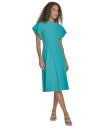 【送料無料】 カルバンクライン レディース ワンピース トップス Petite Flutter-Sleeve Sheath Midi Dress Lake(4)