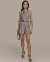 【送料無料】 ダナ キャラン ニューヨーク レディース ジャンプスーツ トップス Petite Cowlneck Belted Romper Clay Lime...
