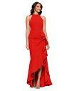 【送料無料】 ベッツィアンドアダム レディース ワンピース トップス Petite Ruffled High-Low Sleeveless Gown Red