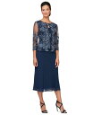 【送料無料】 アレックスイブニングス レディース ワンピース トップス Petite 2-Pc. Lace Jacket Dress Set Navy