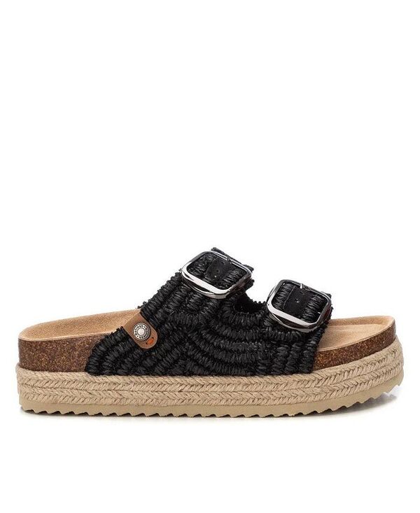 【送料無料】 キシタイ レディース サンダル シューズ Women's Footbed Jute Wrapped Platform Sandals By Xti Black