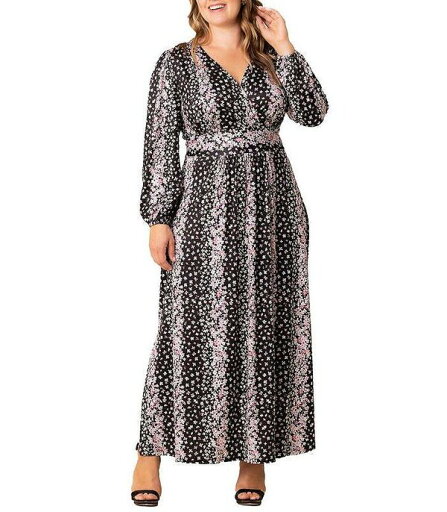 【送料無料】 キヨナ レディース ワンピース トップス Plus Size Kelsey Long Sleeve Maxi Dress Nightshade floral falls 【送料無料】 キヨナ レディース ワンピース トップス Plus Size Kelsey Long Sleeve Maxi Dress Nightshade floral falls
