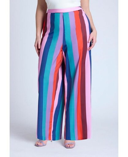 【送料無料】 エロクイ レディース カジュアルパンツ ボトムス Plus Size Pull On Printed Wide Leg Pant Kaleidoscope stripe 【送料無料】 エロクイ レディース カジュアルパンツ ボトムス Plus Size Pull On Printed Wide Leg Pant Kaleidoscope stripe