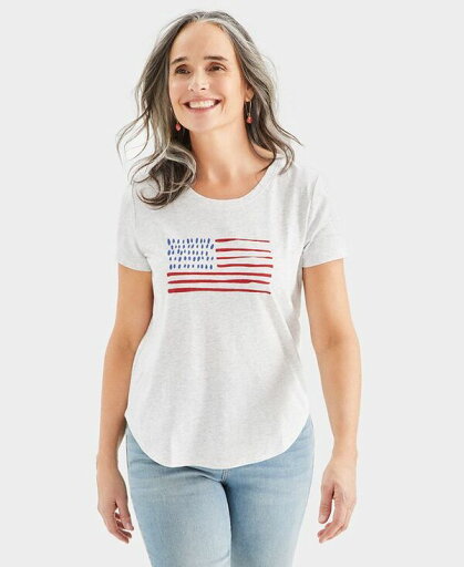 【送料無料】 スタイルアンドコー レディース シャツ トップス Women's USA Flag Graphic Crewneck T-Shirt Flag Graphic 【送料無料】 スタイルアンドコー レディース シャツ トップス Women's USA Flag Graphic Crewneck T-Shirt Flag Graphic
